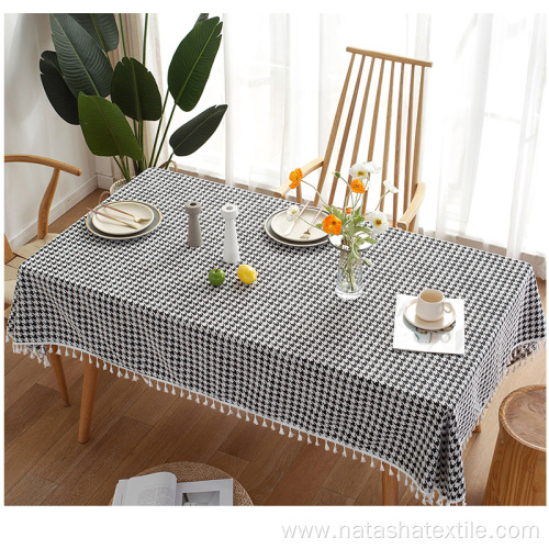 polyester and linen houndstooth thickened table cloth